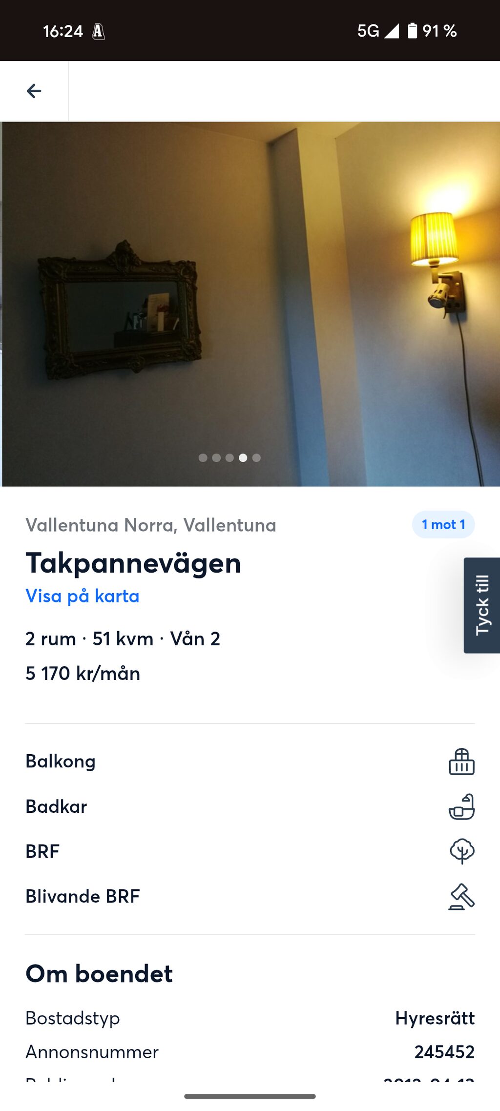 Lägenhetsbyte - Takpannevägen 225